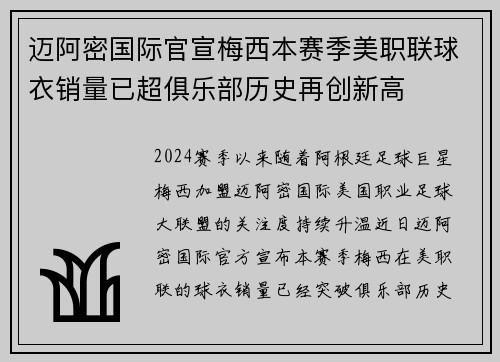 迈阿密国际官宣梅西本赛季美职联球衣销量已超俱乐部历史再创新高